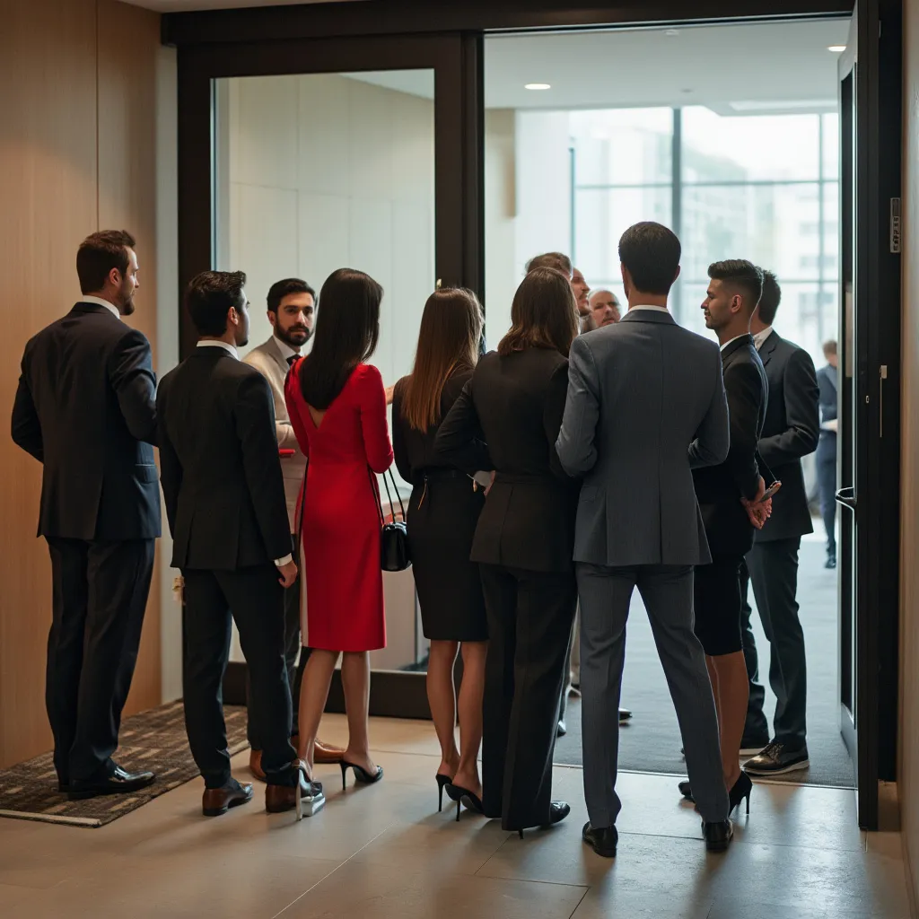 Účastníci firemnej konferencie počas networkingu